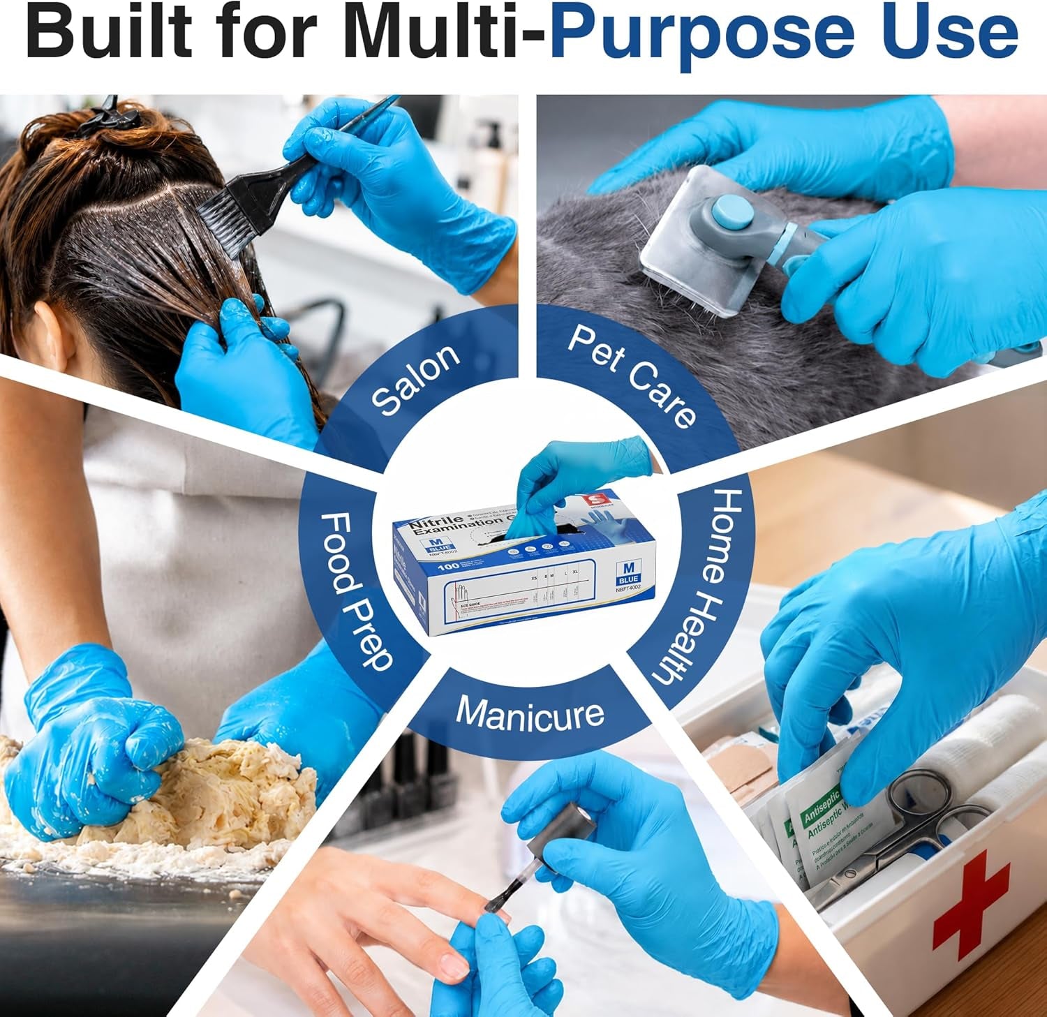 Medical Nitrile Exam Gloves ,Powder-Free, Latex-Free, Disposable Gloves for Cleaning and Food Prep