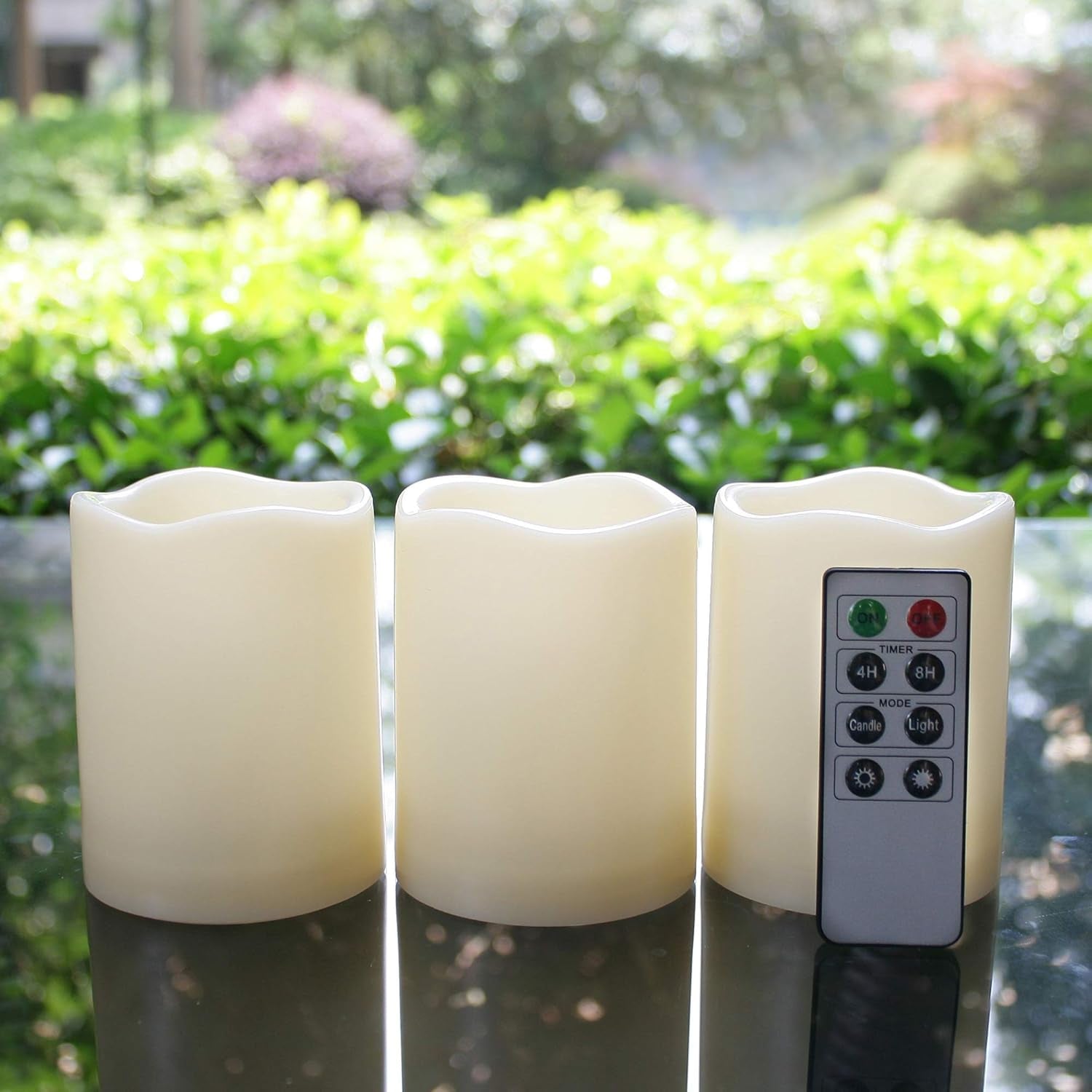 Outdoor Waterproof Battery Operated Flameless LED Pillar Candles | 3 PCS