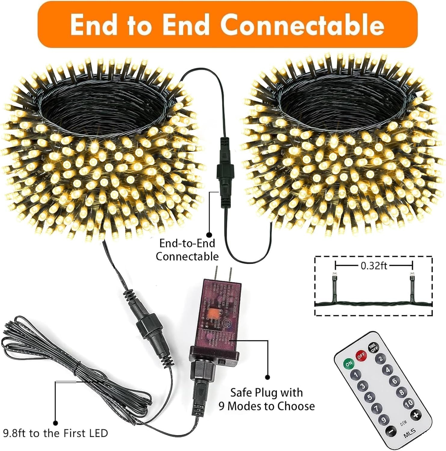 Extendable Christmas String Lights Indoor Outdoor 75.8FT