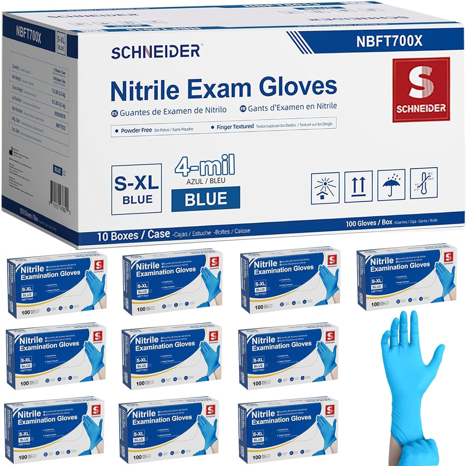 Medical Nitrile Exam Gloves ,Powder-Free, Latex-Free, Disposable Gloves for Cleaning and Food Prep